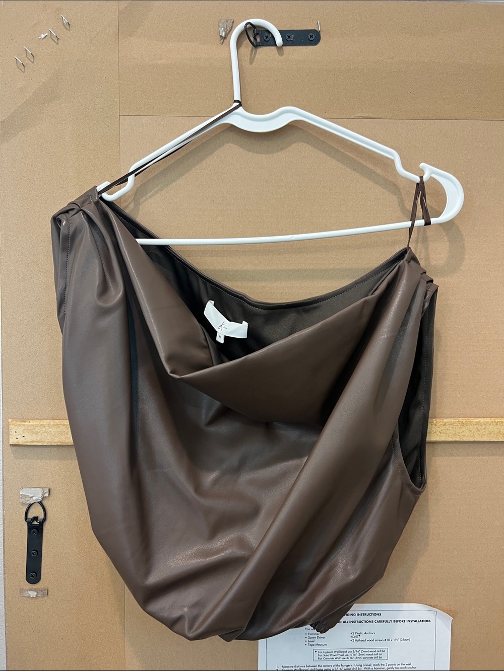 Brown Drape One-Shoulder Women's Top
